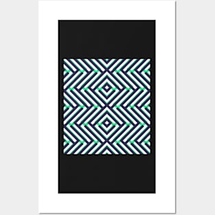 Abstract Geometric Green and Blue Posters and Art